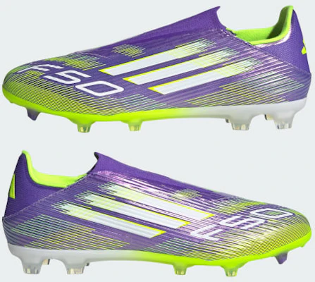 Adidas F50 League Laceless FG/MG Soccer Cleats Purple Rush/Cloud White/Lucid Lemon JH7734 1
