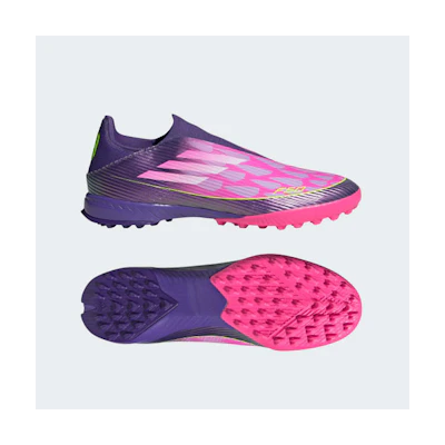 Adidas F50 League LY Laceless Turf Boots Purple/Cloud White/Lucid Lemon