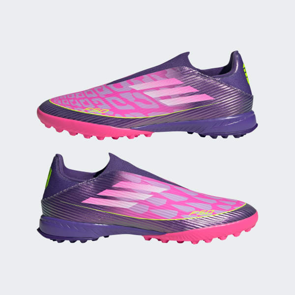 Cheap Adidas F50 League 無鞋帶人造草足球鞋 紫/雲白/透亮檸檬 JQ9733