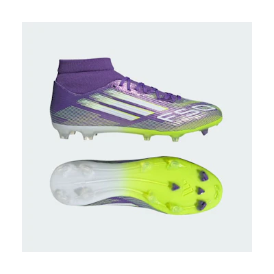 Adidas F50 League Mid FG/MG Soccer Cleats Purple Rush/Cloud White/Lucid Lemon