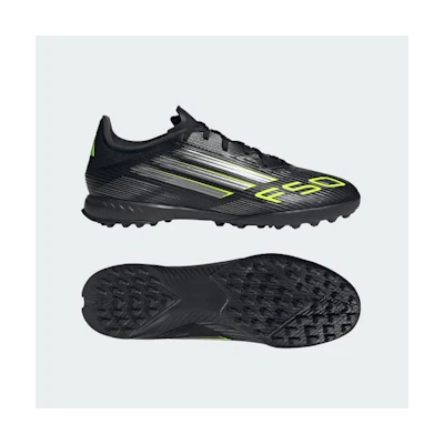 Adidas F50 League Turf Boots Core Black/Iron Metallic/Lucid Lemon
