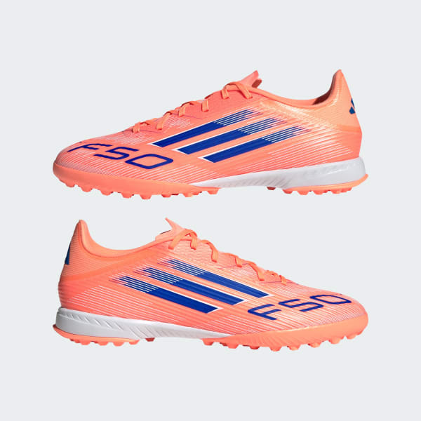 Cheap Adidas F50 League Turf Spike Beam Orange/Lucid Blue/Cloud White Sepatu Bola JH7723