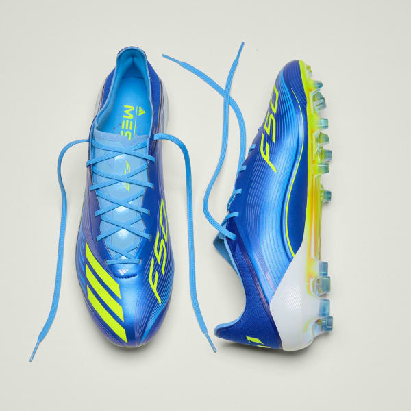 Shop Adidas F50 Messi Elite FG Sepatu Bola Biru Royal/Kuning Solar/Biru Semi Burst JP7435