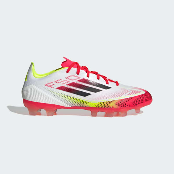 Order Adidas F50 Pro HG/AG - Botas de fútbol blanco/negro/amarillo para césped firme/artificial IE1275