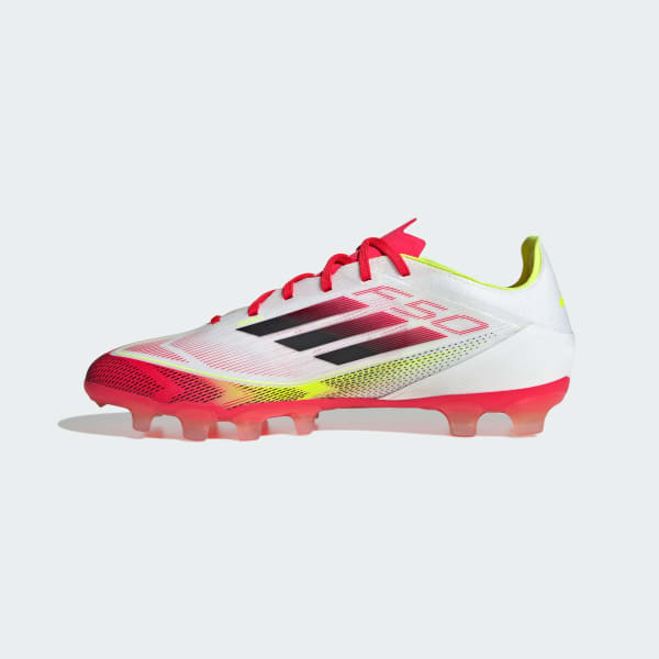 Sizing Adidas F50 Pro HG/AG - Botas de fútbol blanco/negro/amarillo para césped firme/artificial IE1275