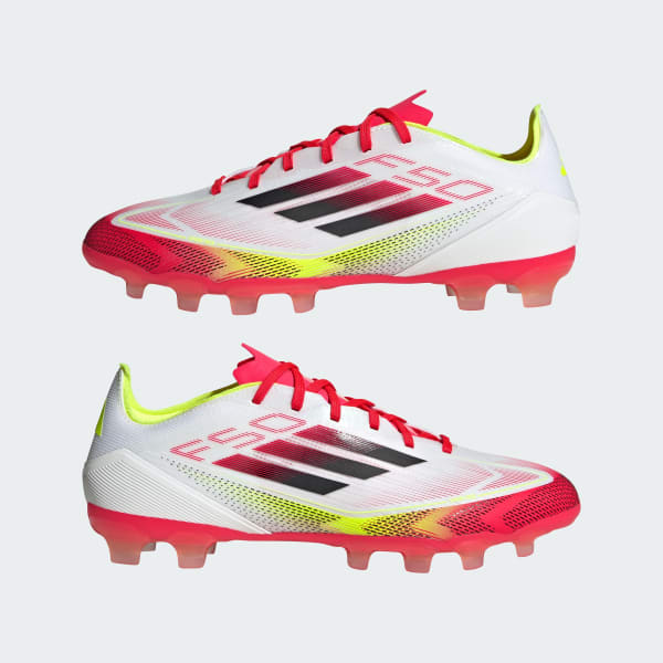 Cheap Adidas F50 Pro HG/AG - Botas de fútbol blanco/negro/amarillo para césped firme/artificial IE1275