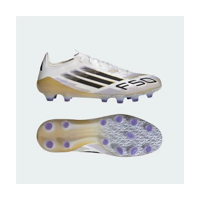 Adidas F50 Pro HG/AG Japan Soccer Cleats for Firm Ground/Artificial Grass Cloud White/Core Black/Gold Metallic