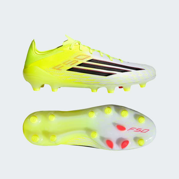 Adidas F50 PRO HG/AG Soccer Cleats for Firm Ground & Artificial Grass Team Solar Yellow 2/Core Black/Lucid Red JR9603