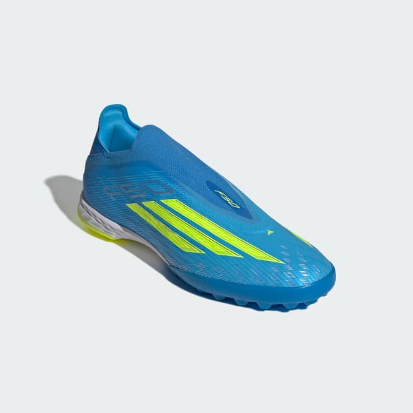 Details for adidas F50 Pro Laceless TF Soccer Cleats Lucid Ray Blue/Team Solar Yellow 2/Lucid Aquamarine JQ1484