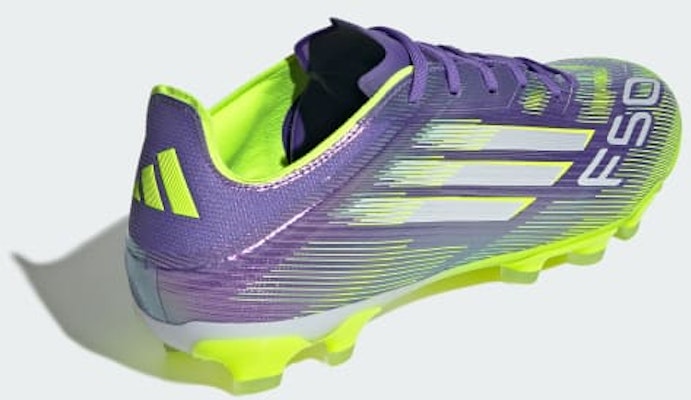 Adidas F50 Pro MG Soccer Cleats Purple Rush/Cloud White/Lucid Lemon JH7678 Details for Adidas F50 Pro MG Soccer Cleats Purple Rush/Cloud White/Lucid Lemon JH7678