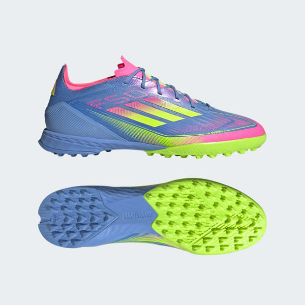 Adidas F50 Pro TF Soccer Cleats Blue Fusion/Lucid Lemon/Lucid Pink IE1219