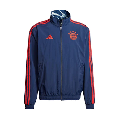 adidas FC Bayern Anthem Jacket Retro Reversible Sports Jacket Navy Blue Mens IP8316