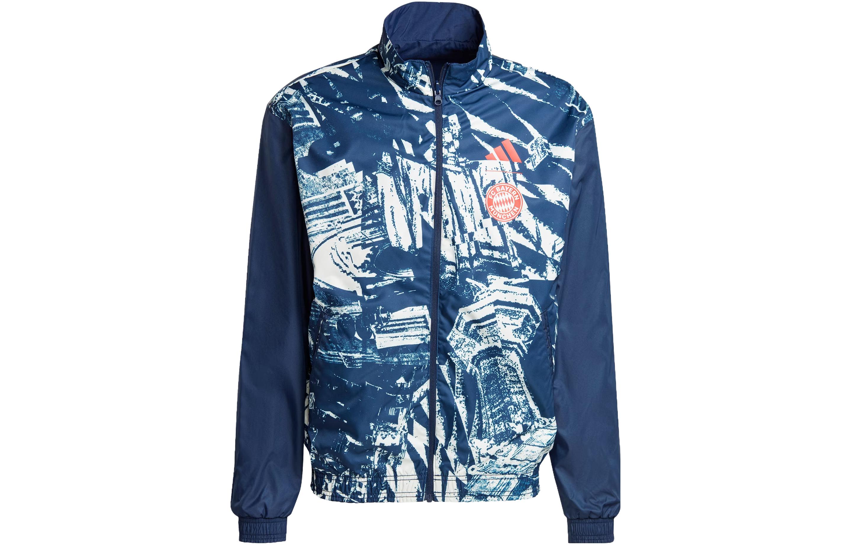 adidas FC Bayern Anthem Jacket Retro Reversible Sports Jacket Navy Blue Mens IP8316 圖 3