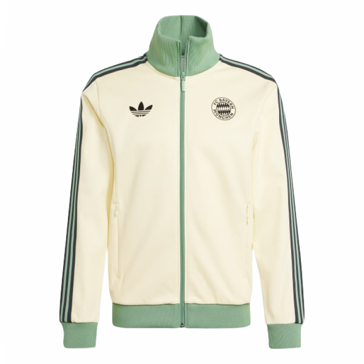 adidas FC Bayern Beckenbauer Track Top Yellow Striped Zip-Up Jacket - IW8943