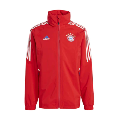 adidas FC Bayern Condivo 22 Red Waterproof Hooded Retro Football Jacket Men HU1263