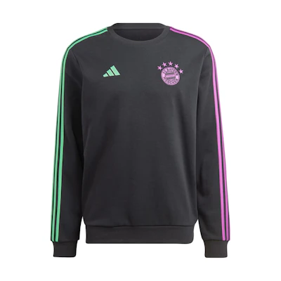 adidas FC Bayern Crew Sweatshirt Black Tri-Color Striped Long Sleeve HY3247