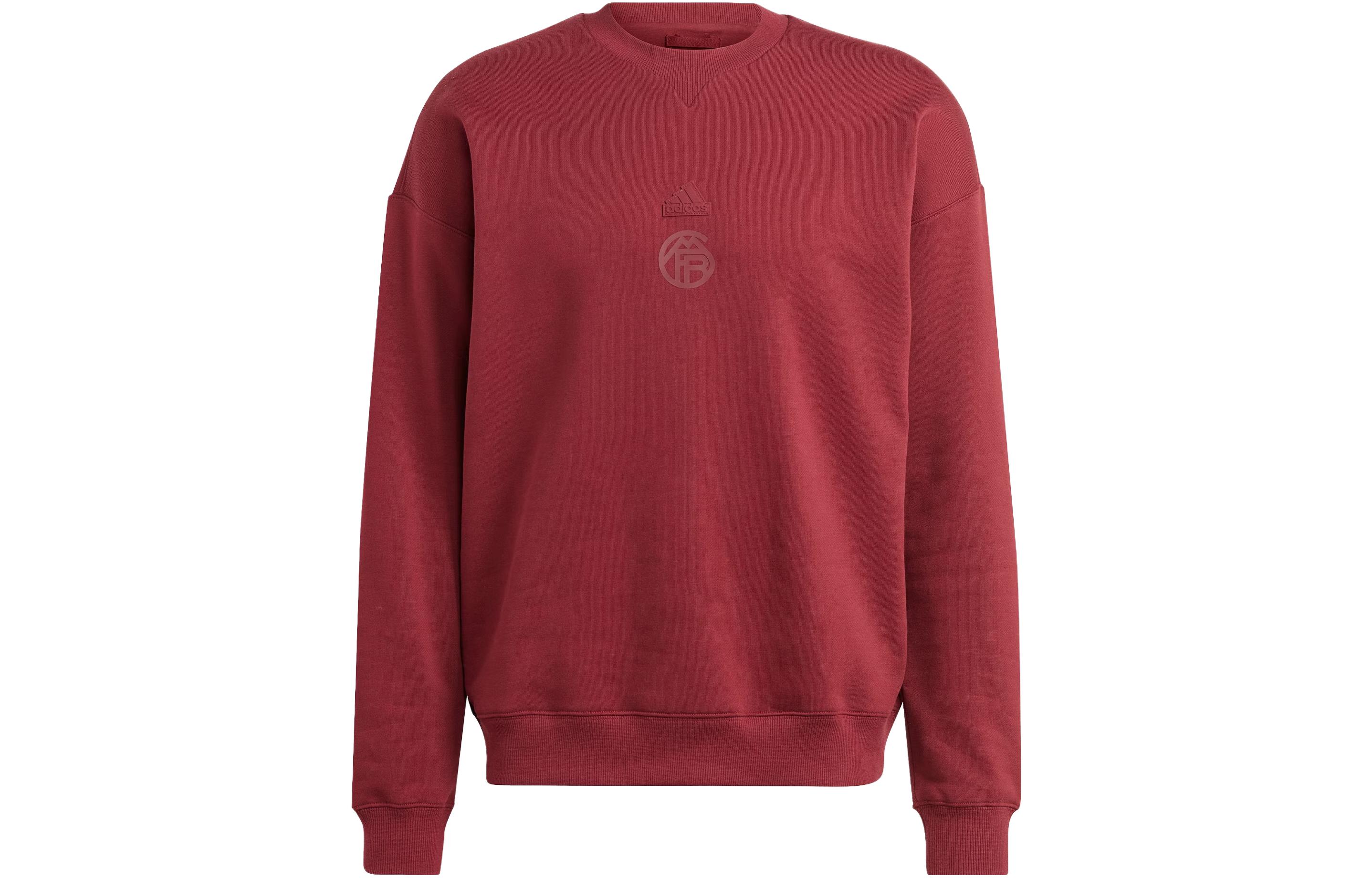 adidas FC Bayern Lifestyler Crewneck Sweatshirt Dark Red Retro Logo HY3308