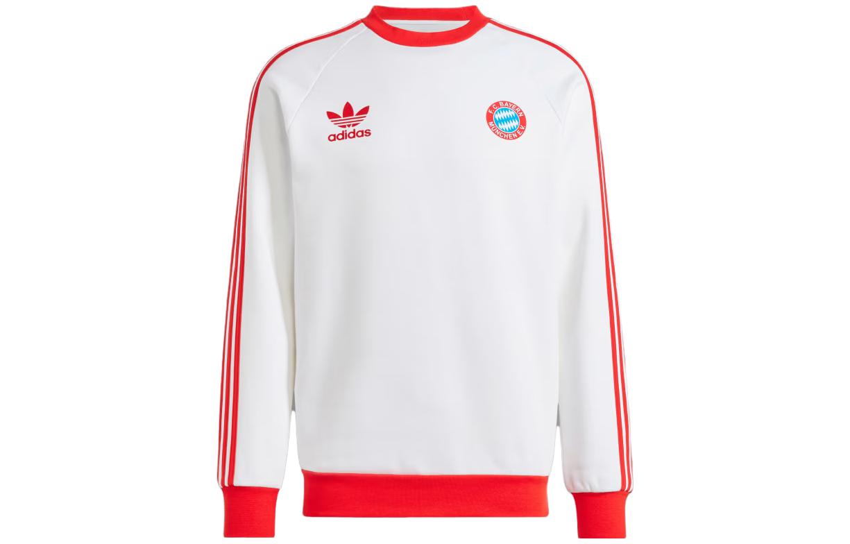adidas FC Bayern Originals Crewneck Sweatshirt White/Red - Long Sleeve Casual IQ3543