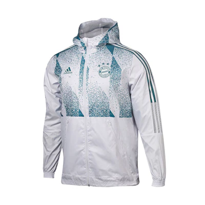 adidas FCB Bayern Munich White Football Training Windbreaker Jacket for Men GV1312