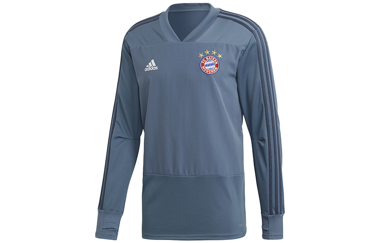 adidas FCB EU TR Top Bayern Munich Training Pullover Sweatshirt Gray Blue CW7319
