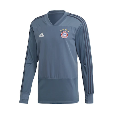 adidas FCB EU TR Top Bayern Munich Training Pullover Sweatshirt Gray Blue CW7319