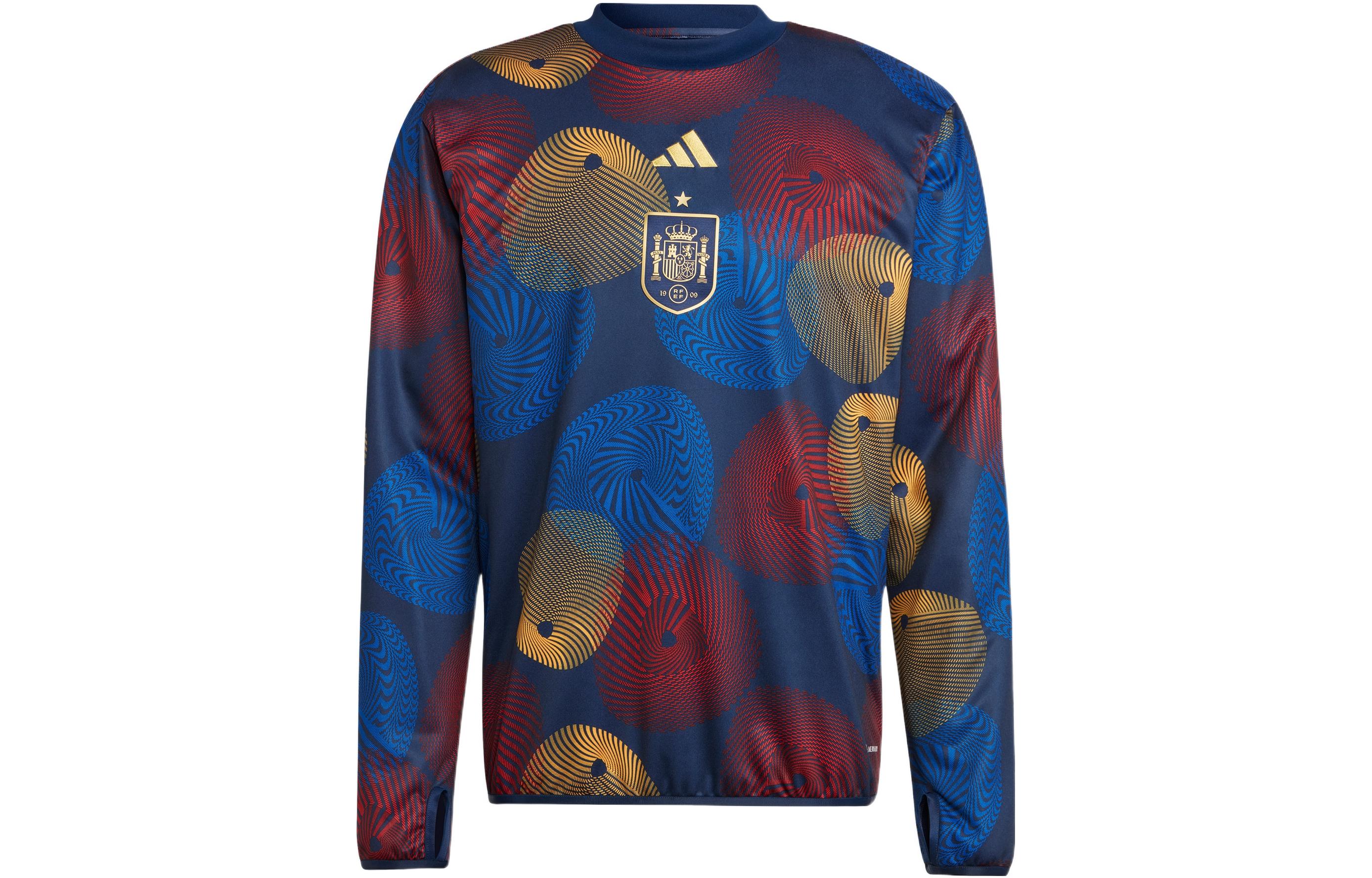 adidas FEF Blue Crewneck Pullover Football Sweatshirt with Logo Print HF1420
