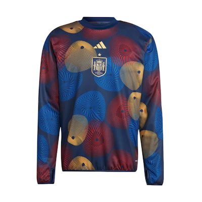 adidas FEF Blue Crewneck Pullover Football Sweatshirt with Logo Print HF1420