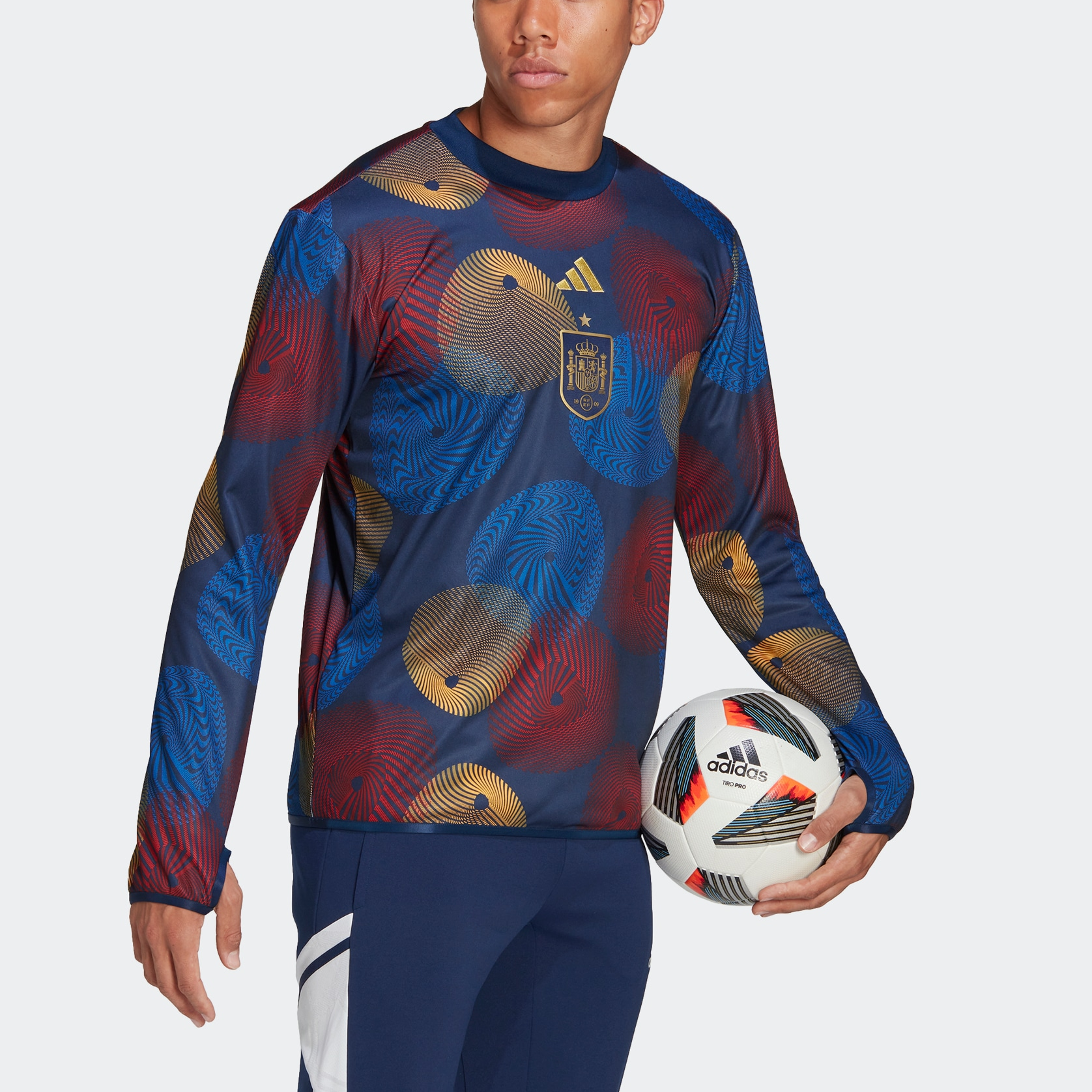 Purchase アディダス FEF ブルークルーネック プルオーバー サッカー スウェットシャツ ロゴプリント HF1420