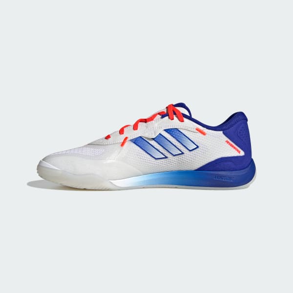Sizing Adidas Fevernova Court IN Sepatu Futsal Putih/Biru/Solar Merah IG8766