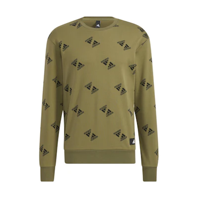adidas Fi Bp1 Aop Allover Logo Crewneck Sweatshirt Green Unisex HE7448