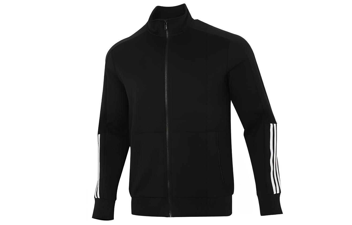 adidas Fi Kn Tracktop Logo Printed Retro Striped Jacket Black H40196