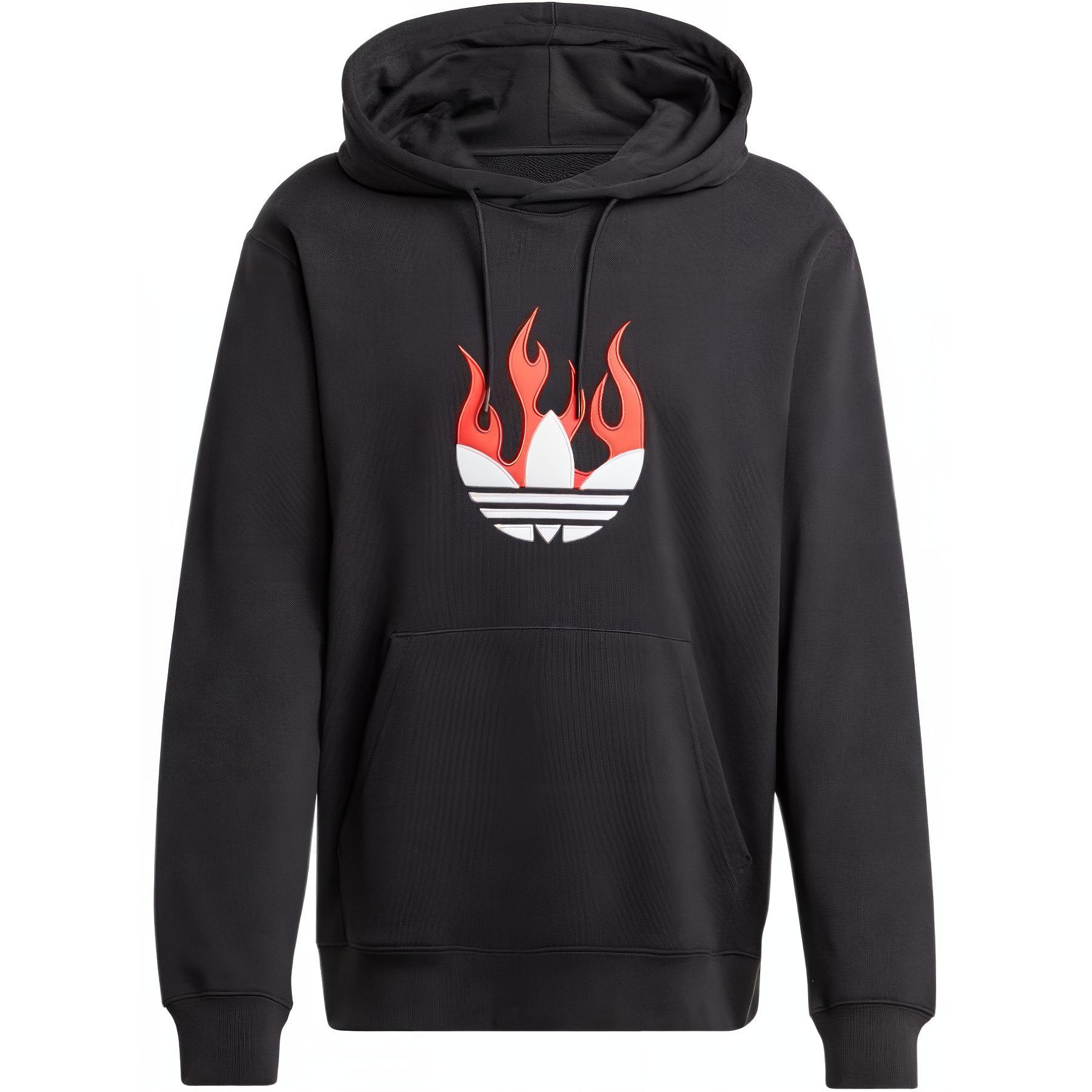 adidas Flame Logo Comfortable Hoodie Black IS0208