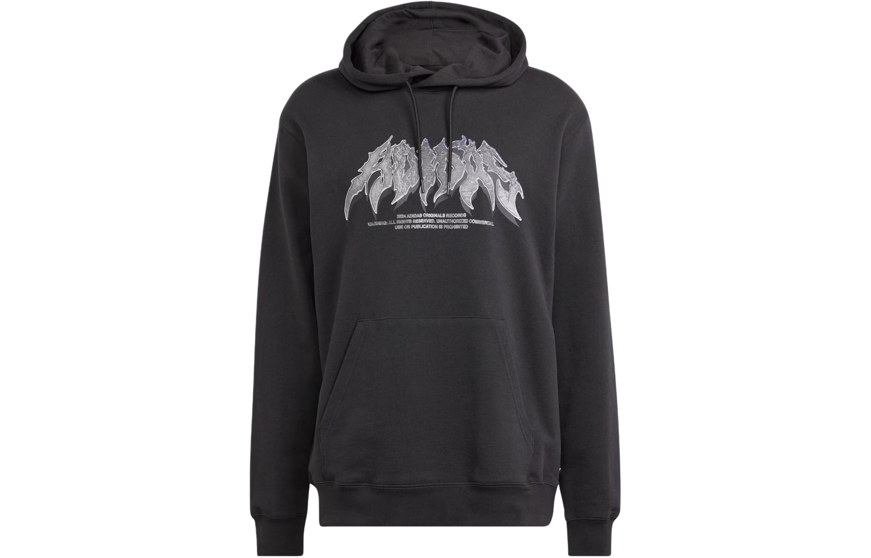 adidas Flames Concert Logo Print Hoodie Black ( Loose-Fit Long Sleeve) IS0203