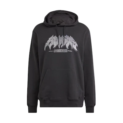 adidas Flames Concert Logo Print Hoodie Black ( Loose-Fit Long Sleeve) IS0203