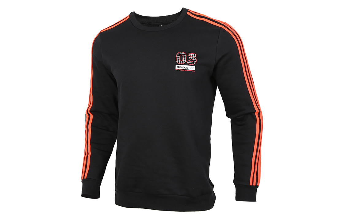 adidas Fleece-Lined Back Print Crewneck Sweatshirt Black GQ7056
