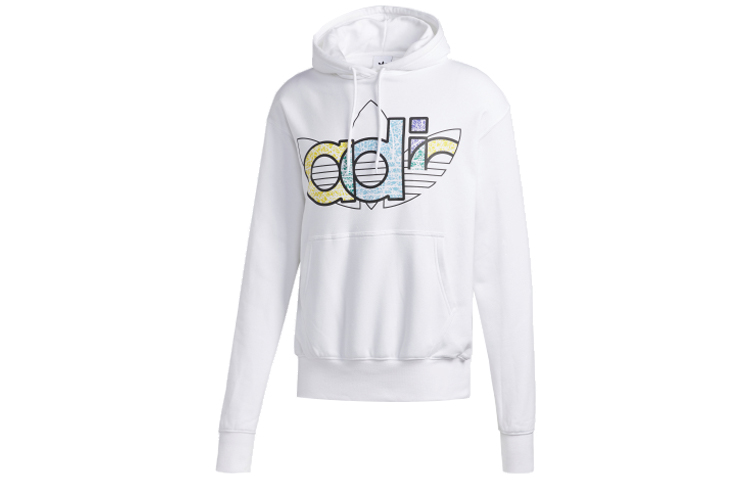 adidas Fleece-Lined Pullover Hoodie White FQ3574