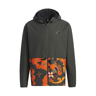 adidas Fleece-Lined Windproof Hooded Jacket Deep Green GT6485