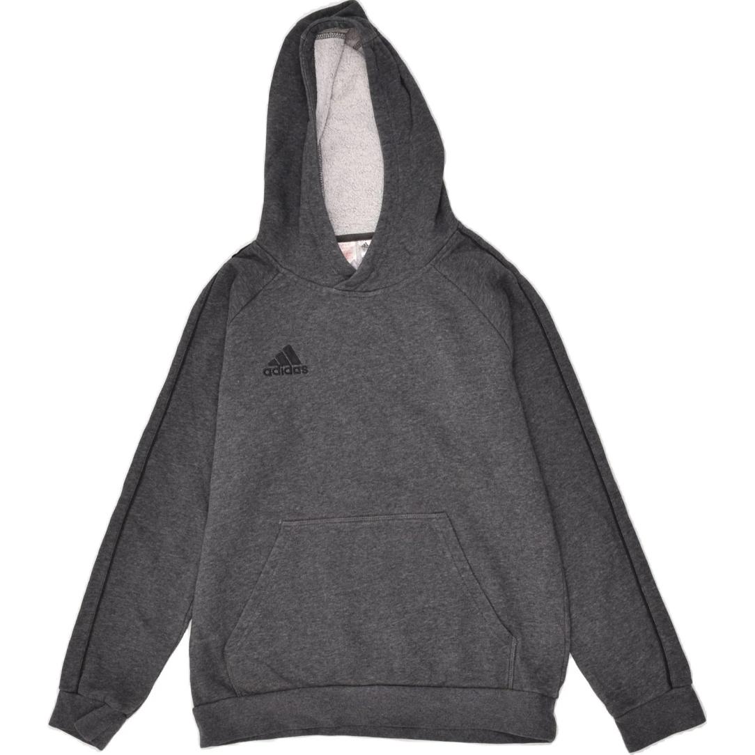 adidas Fleece Pullover Sweatshirt Deep Grey - Logo Print Soccer Style CV3327