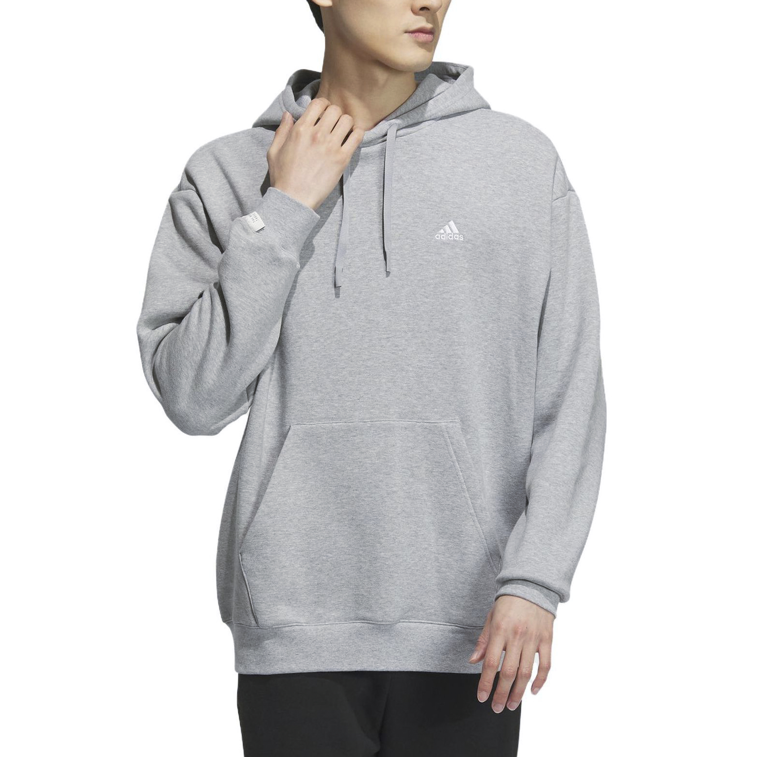 adidas Fleece Thickened Hoodie Sweatshirt in Medium Grey IV7586 圖 5