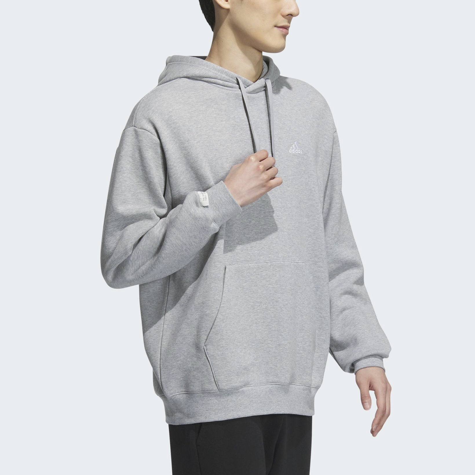 adidas Fleece Thickened Hoodie Sweatshirt in Medium Grey IV7586 圖 6