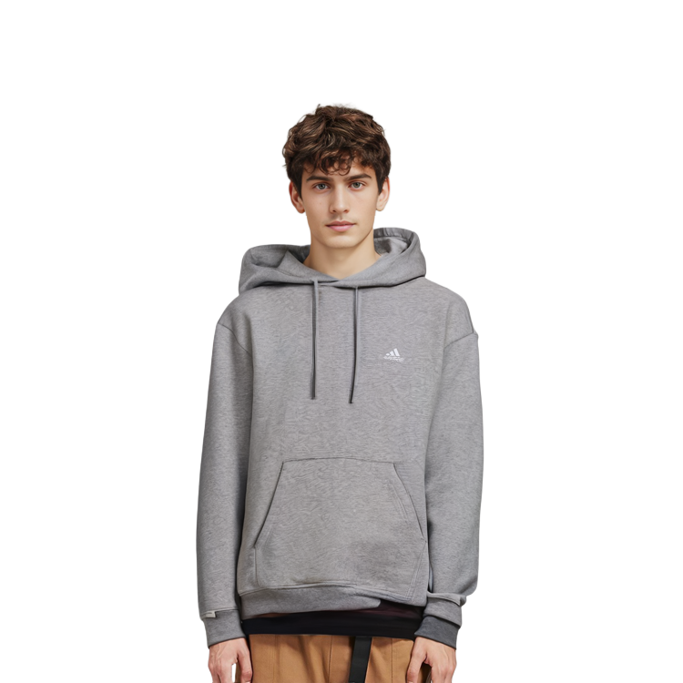adidas Fleece Thickened Hoodie Sweatshirt in Medium Grey IV7586 圖 7