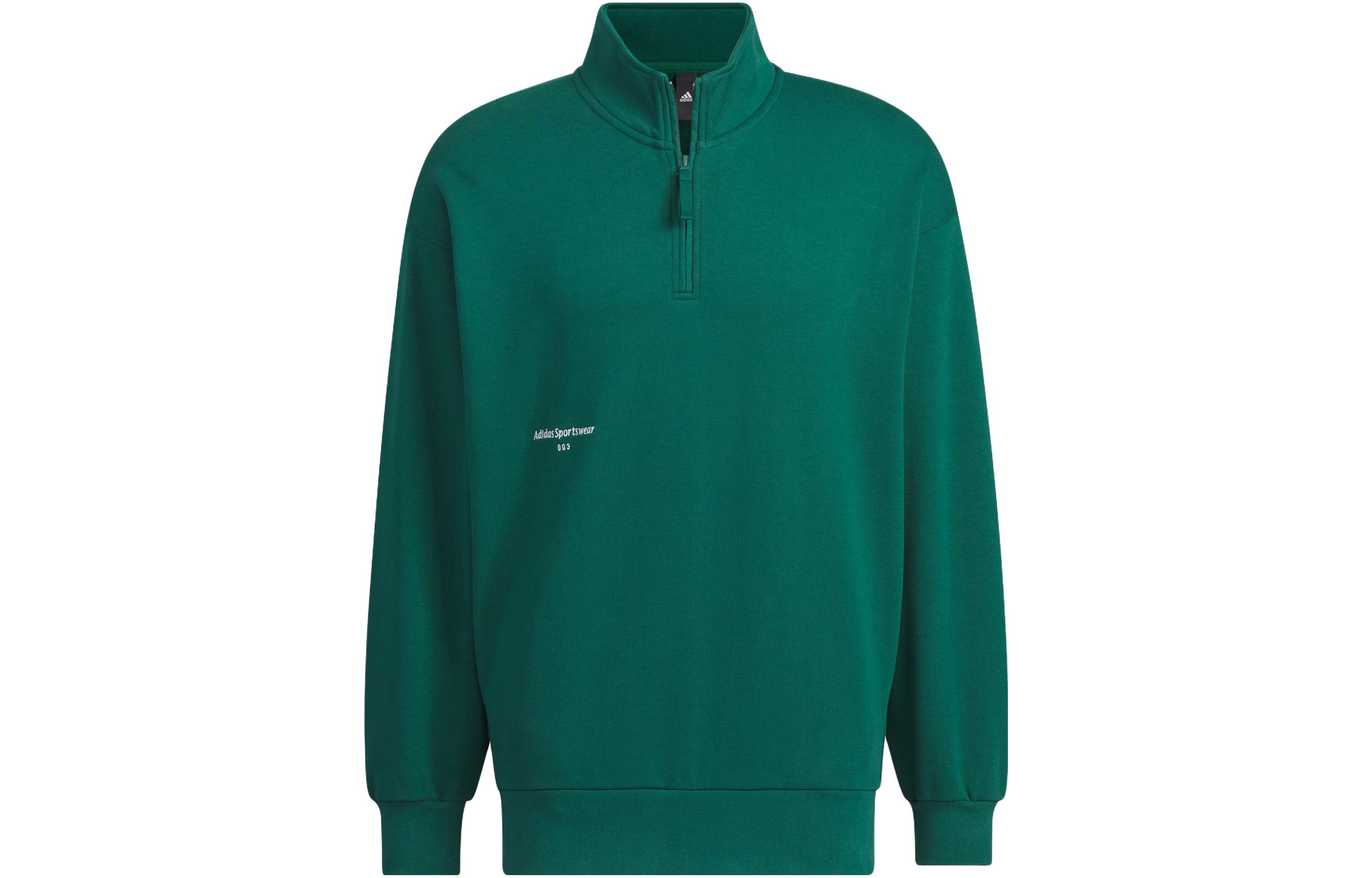 adidas Forest Green Small Logo Crewneck Sweatshirt Casual Pullover Jacket IZ1596