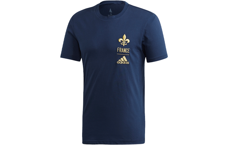 adidas Fra Ci Tee Vintage Football Logo Print Knit Short Sleeve Navy (Men). FK3574