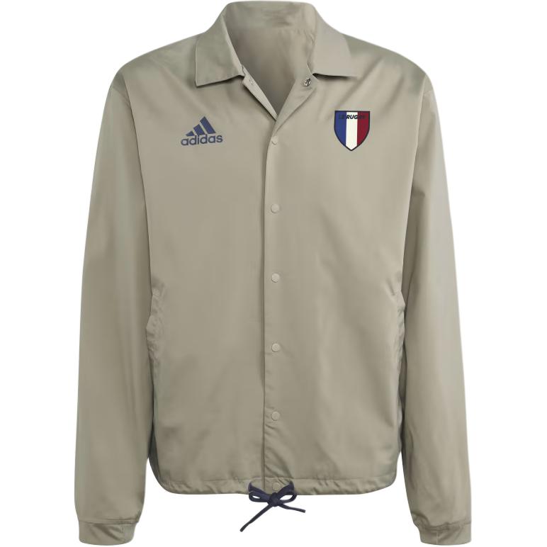 adidas French Capsule Rugby Lifestyle Jacket Silver Pebble Zip-Up HS5808