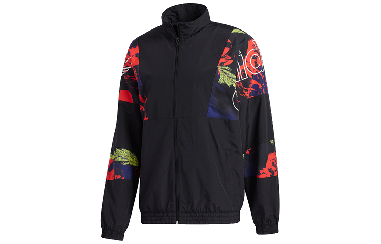 adidas Fstv Tracktop Black Sports Jacket with Stand-Up Collar GJ7772