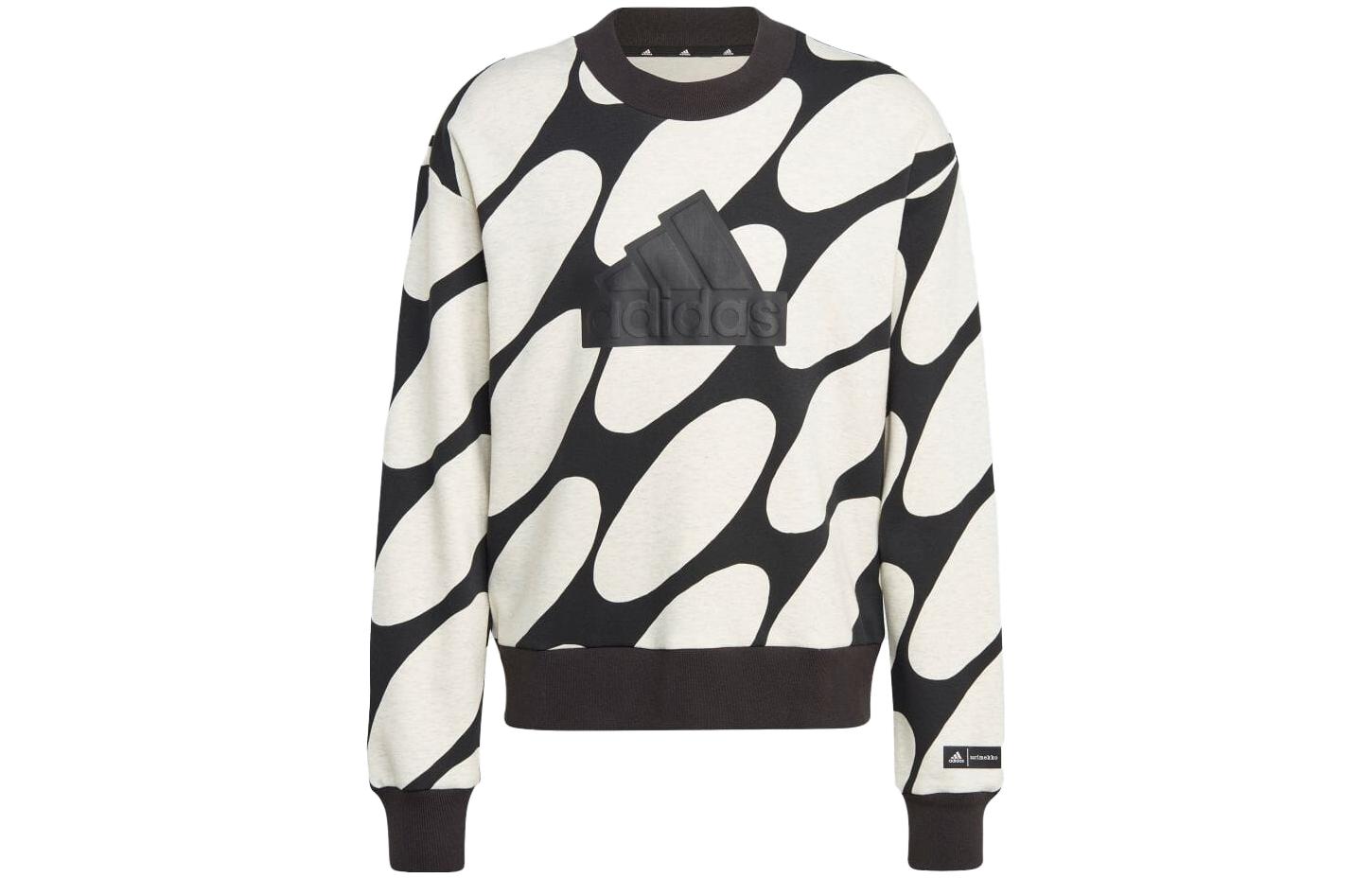 adidas Full-Print Crewneck Pullover Fit Long-Sleeve Sweatshirt Japan Black/White HR8193-JAPAN