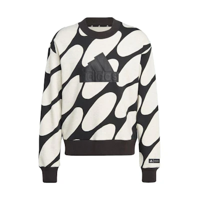 adidas Full-Print Crewneck Pullover Fit Long-Sleeve Sweatshirt Japan Black/White HR8193-JAPAN