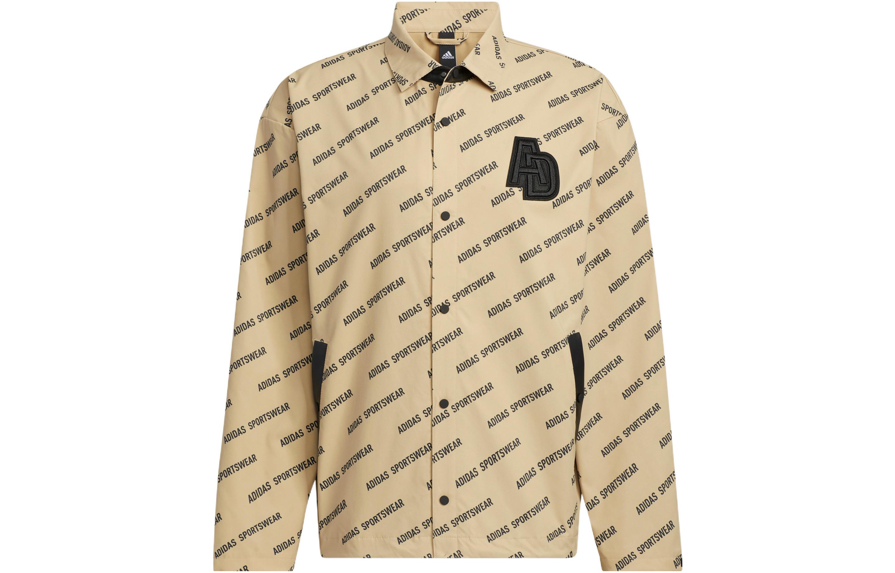 adidas Full-Print Logo Loose Fit Jacket Beige for Men IB2746