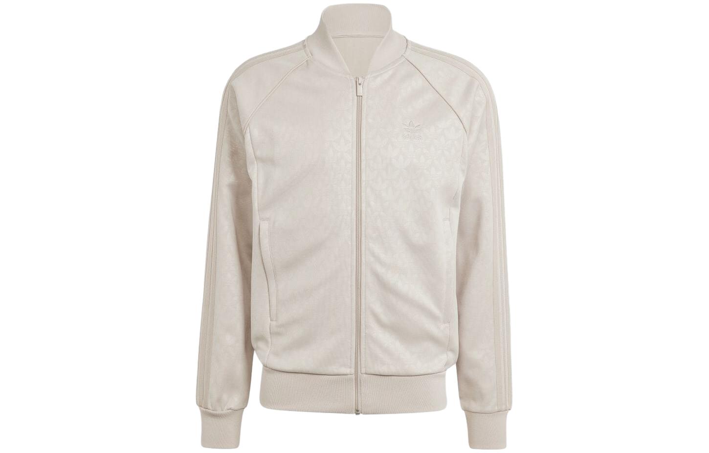 adidas Full-Print Logo Zip Baseball Collar Jacket Beige (Japan Edition) IJ5688-JAPAN
