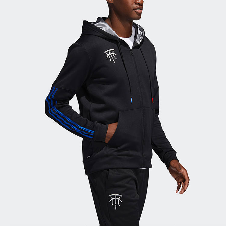 Details for adidas Full-Zip Basketball Hoodie Jacket - Black FH7733